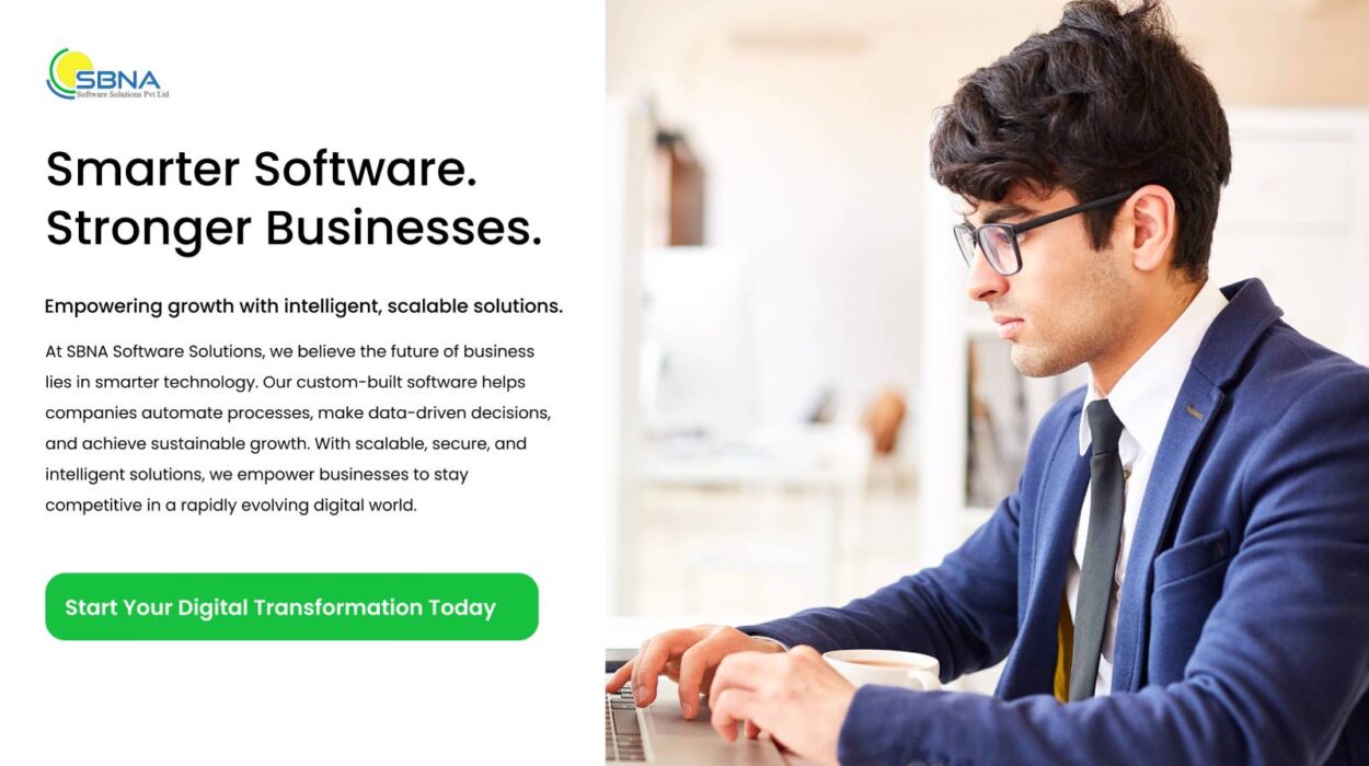 Feature image showing digital technology concept with text “Smarter Software. Stronger Businesses” by SBNA Software Solutions